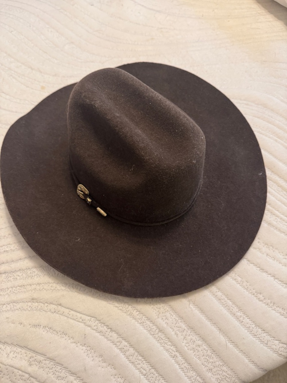 Women's Wide-Brim FELT Cowgirl Hat Dark Brown 4x Star size 59 - 7 3/8th -see pic